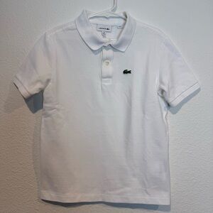 Lacoste Kids Short Sleeve Classic Preppy Polo, White, Cotton Boys Size 10 NWOT